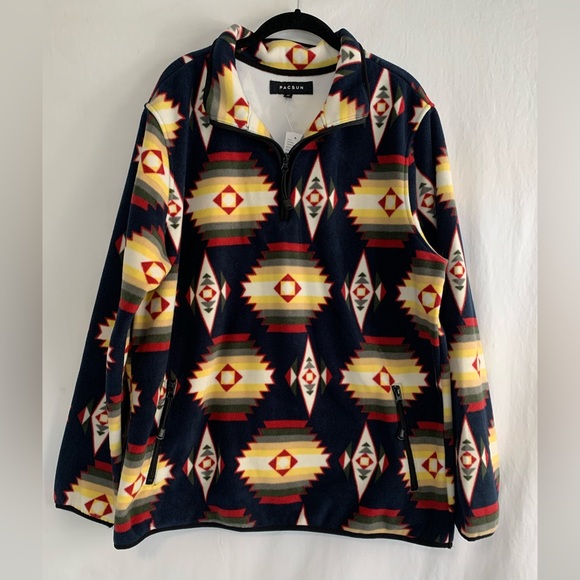 PacSun Other - Pacsun Men’s Blanket Art 1/2 Zip Pullover Fleece Sweater